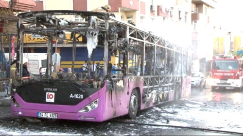 Özel Halk Otobüsü Alev Alev Yandı
