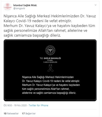 Aile Sağlığı Merkezi Hekimi Korona Virüs Nedeniyle Hayatını Kaybetti
