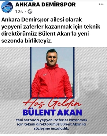 Ankara Demirspor’Da Bülent Akan Dönemi
