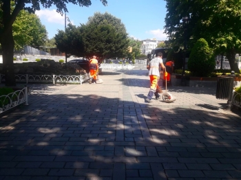 Ayasofya Camii’Nin İçerisi Ve Bahçesi Böyle Dezenfekte Edildi
