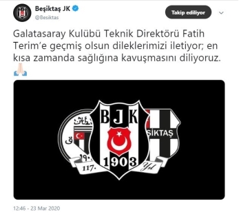 Beşiktaş’Tan Fatih Terim’E Geçmiş Olsun Mesajı
