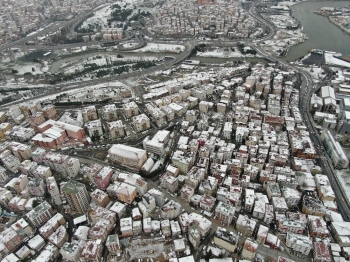 Beyaz Örtü İle Kaplanan İstanbul Havadan Görüntülendi
