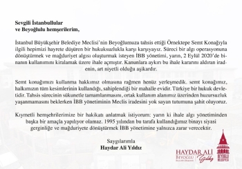 Beyoğlu Belediyesinden Örnektepe Semt Konağı Açıklaması
