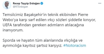 Cumhurbaşkanı Recep Tayyip Erdoğan: "Sporda Ve Hayatın Tüm Alanlarında Irkçılığa Ve Ayrımcılığa Kayıtsız Şartsız Karşıyız"
