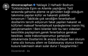 Dinçer Azaphan: "Şahsıma, Aileme Ve Takımıma Yapılan Küfür Ve Hakareti Şiddetle Kınıyorum!"
