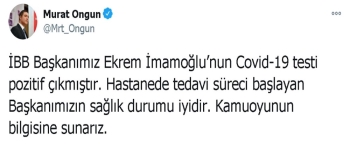 Ekrem İmamoğlu Korona Virüse Yakalandı
