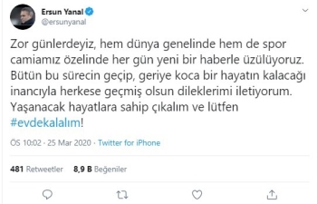 Ersun Yanal’Dan ’Evde Kal’ Çağrısı
