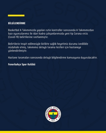 Fenerbahçe Beko’Da Korona Virüs!
