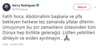 Garry Rodrigues’Den Fatih Terim Ve Abdurrahim Albayrak’A Geçmiş Olsun Mesajı
