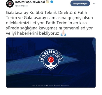 Kasımpaşa’Dan Fatih Terim’E Geçmiş Olsun Mesajı
