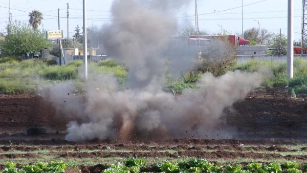 Kilis'te tarladaki mühimmat imha edildi