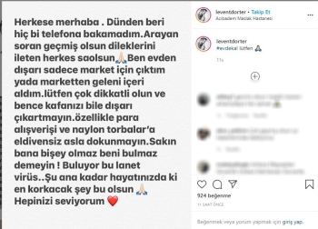 Levent Dörter’Den Yeni Paylaşım: “Sakın Hafife Almayın Ve Evde Kalın”
