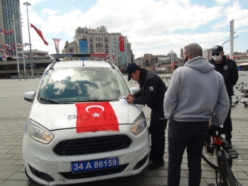 Spor Yapmak İçin Bisikletle Taksim’E Geldi, Ceza Yedi
