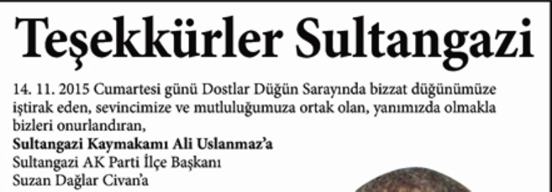 Teşekkürler Sultangazi