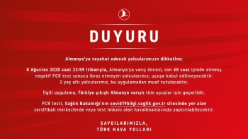 Thy’Den Almanya’Ya Seyahat Edecek Yolculara ’Pcr Testi’ Uyarısı
