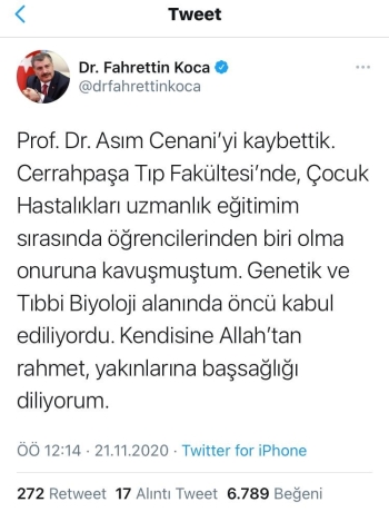 Tıp Dünyası Ve Ülkemizin Acı Kaybı...Prof. Dr. Asım Cenani Hayatını Kaybetti
