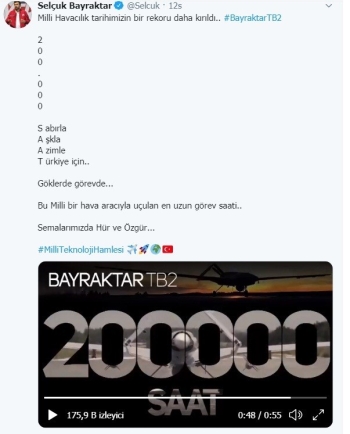 Türkiye’Nin İlk Yerli Ve Milli Siha’Sı Bayraktar 200 Bin Saat İle Türkiye Rekoru Kırdı
