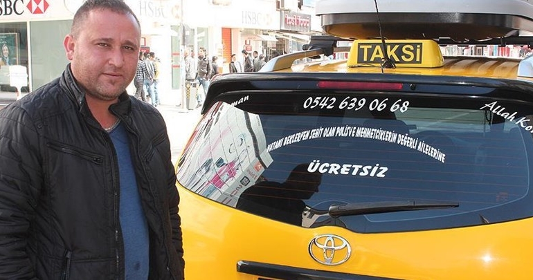 Bu taksi şehit ailelerine ücretsiz