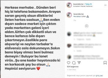 Levent Dörter’Den Yeni Paylaşım: “Sakın Hafife Almayın Ve Evde Kalın”