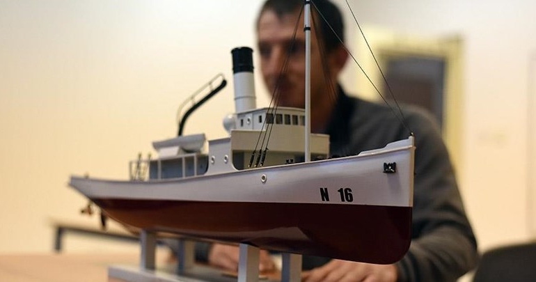 ‘Nusret’ mayın gemisinin maketini yaptı
