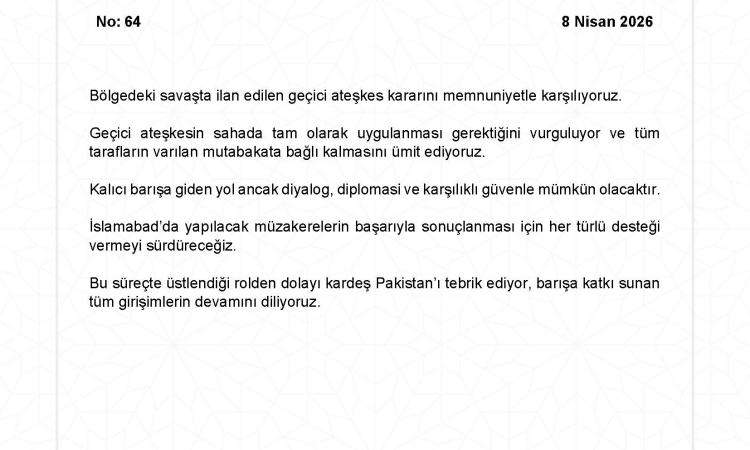 Dışişleri: Kalıcı Barış İçin Ateşkes ve Diyalog Önemli!